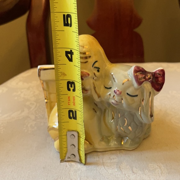 Vintage Shawnee Pottery USA dog puppy ceramic planter with gold trim EUC - Picture 9 of 10